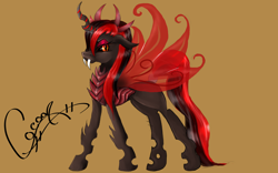 Size: 1920x1200 | Tagged: safe, artist:zomixnu, derpibooru import, oc, oc:cocoon, changeling, red changeling, solo