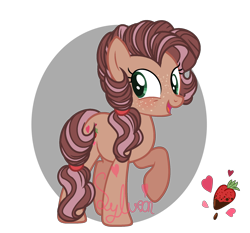 Size: 1903x1776 | Tagged: safe, artist:sylveontriestodraw, derpibooru import, oc, oc only, oc:chocolate strawberry pie, earth pony, pony, female, freckles, mare, offspring, parent:cheese sandwich, parent:pinkie pie, parents:cheesepie, simple background, solo, transparent background