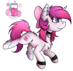Size: 762x745 | Tagged: safe, artist:deraniel, derpibooru import, oc, oc only, pony, unicorn, accessories, chest fluff, cutie mark, ear fluff, female, heart eyes, mare, pink, simple background, solo, transparent background, wingding eyes