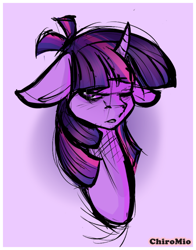 Size: 664x848 | Tagged: safe, artist:chiromio, twilight sparkle, bust, floppy ears, portrait, solo