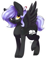 Size: 1341x1599 | Tagged: safe, artist:ohhoneybee, oc, oc only, oc:cloudy night, pegasus, pony, female, mare, raised leg, simple background, solo, spread wings, transparent background