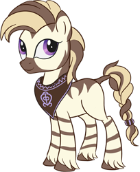 Size: 682x835 | Tagged: safe, artist:thebowtieone, oc, oc only, zebra, braid, simple background, solo, transparent background, unshorn fetlocks