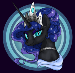 Size: 3444x3348 | Tagged: safe, artist:eriarte, nightmare moon, alicorn, pony, bust, nicemare moon, solo, tumblr:ask queen moon