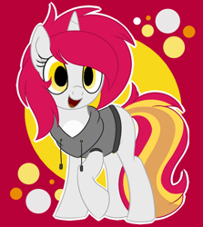 Size: 648x726 | Tagged: safe, artist:missmele-madness, derpibooru import, oc, oc:scarlette, pony, unicorn, clothes, female, hoodie, mare, solo