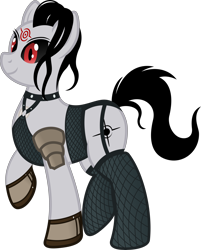 Size: 5264x6561 | Tagged: safe, artist:deyrasd, derpibooru import, oc, oc:everchanging, pony, absurd resolution, armor, black sclera, female, fishnet stockings, mare, simple background, solo, transparent background