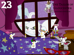 Size: 1024x768 | Tagged: safe, artist:bronybyexception, opalescence, cat, mouse, advent calendar, beatrix potter, chistmas, scissors, the tailor of gloucester, thread, window