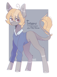 Size: 1280x1719 | Tagged: safe, artist:emily-826, derpibooru import, oc, oc only, oc:tatsou, earth pony, pony, leonine tail, male, simple background, solo, stallion, sweater vest, transparent background