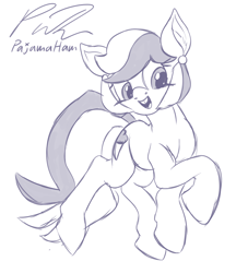 Size: 1276x1403 | Tagged: safe, artist:pajama-ham, oc, oc only, oc:cool treat, earth pony, pony, female, mare, monochrome, solo