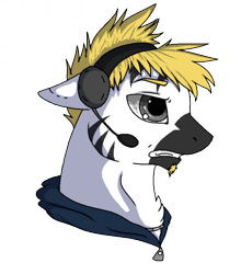 Size: 440x500 | Tagged: safe, oc, oc only, zebra, clothes, headphones, male, simple background, solo, transparent background