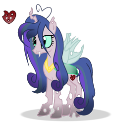 Size: 1158x1256 | Tagged: safe, artist:lilacglimmx, derpibooru import, oc, oc:magic love, changepony, hybrid, base used, female, interspecies offspring, offspring, parent:queen chrysalis, parent:shining armor, parents:shining chrysalis, simple background, solo, transparent background