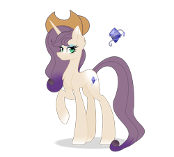 Size: 3308x2988 | Tagged: safe, artist:lilacglimmx, derpibooru import, oc, oc:diamond dress, pony, unicorn, base used, female, hat, high res, magical lesbian spawn, mare, offspring, parent:applejack, parent:rarity, parents:rarijack, simple background, solo, transparent background