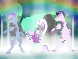 Size: 5305x4000 | Tagged: safe, artist:carnivorouscaribou, artist:crimsondiamond620, derpibooru import, coloratura, limelight, collaboration, bipedal, clothes, countess coloratura, female, male, mare, smooth move, stallion