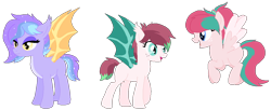 Size: 1166x474 | Tagged: safe, artist:zafara1222, derpibooru import, oc, oc only, bat pony, pegasus, pony, female, mare, simple background, transparent background