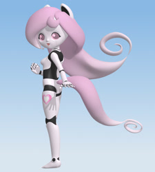 Size: 1800x2000 | Tagged: safe, artist:jdan-s, oc, oc only, oc:cyberia heart, human, robot, 3d, blender, eared humanization, gradient background, humanized, looking back, solo, tailed humanization