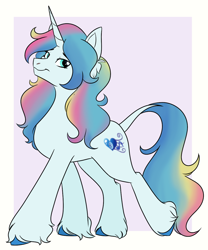 Size: 1000x1200 | Tagged: safe, artist:itstaylor-made, derpibooru import, oc, oc only, oc:sapphire heart song, classical unicorn, pony, unicorn, cloven hooves, female, leonine tail, mare, simple background, solo, strut, unshorn fetlocks