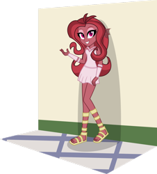 Size: 1024x1135 | Tagged: safe, artist:mlp-trailgrazer, derpibooru import, oc, oc only, oc:mezma, equestria girls, clothes, feet, female, looking at you, simple background, smiling, solo, transparent background