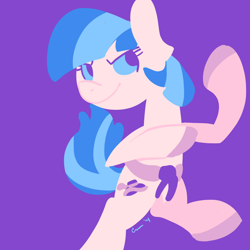 Size: 1000x1000 | Tagged: safe, artist:rivalcat, coco pommel, pony, bipedal, karate, purple background, simple background, solo