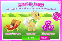 Size: 797x527 | Tagged: safe, derpibooru import, grand pear, pony, advertisement, costs real money, gameloft, official, sale, solo