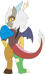 Size: 1834x3000 | Tagged: safe, artist:doctor-g, discord, eris, draconequus, semi-anthro, looking at you, looking back, male, rule 63, simple background, solo, transparent background, vector