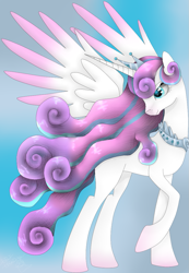 Size: 743x1075 | Tagged: safe, artist:lili-lightly, princess flurry heart, older, raised hoof, solo, spread wings