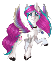 Size: 2422x2902 | Tagged: safe, artist:siena1923, oc, oc only, oc:bloody cupcake, pegasus, pony, colored wings, female, mare, multicolored wings, raised hoof, simple background, solo, transparent background