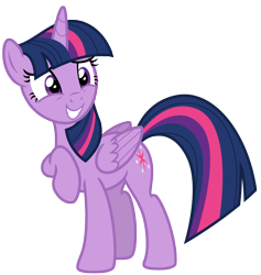 Size: 6154x6500 | Tagged: safe, artist:estories, twilight sparkle, twilight sparkle (alicorn), alicorn, pony, absurd resolution, female, mare, raised hoof, simple background, smiling, solo, transparent background, vector