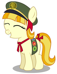 Size: 2296x3000 | Tagged: safe, artist:brony-works, tag-a-long, eyes closed, female, filly, filly guides, filly scouts, high res, simple background, smiling, solo, transparent background, vector