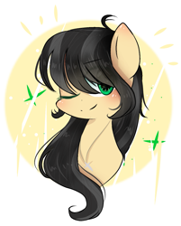 Size: 1011x1256 | Tagged: safe, artist:windymils, oc, oc only, pony, bust, female, mare, one eye closed, portrait, smiling, solo, wink