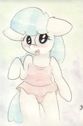 Size: 692x1049 | Tagged: safe, artist:slightlyshade, coco pommel, anthro, clothes, one-piece swimsuit, solo, swimsuit, traditional art