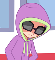 Size: 639x702 | Tagged: safe, edit, edited screencap, screencap, spike, equestria girls, friendship games, clothes, equestria girls-ified, hoodie, jacket, solo, sunglasses