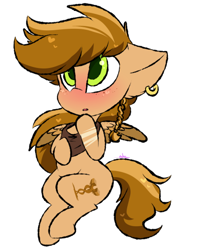 Size: 400x504 | Tagged: safe, artist:ashee, oc, oc only, oc:toffee twist, pony, blushing