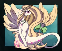 Size: 4500x3700 | Tagged: safe, artist:damonthedeer, derpibooru import, oc, oc only, oc:gentle breeze, seapony (g4), braid, jewelry, necklace, seaponified, solo, species swap