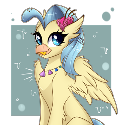 Size: 3000x3000 | Tagged: safe, artist:colirosablitz, derpibooru import, princess skystar, classical hippogriff, hippogriff, my little pony: the movie, :p, cute, featured on derpibooru, female, jewelry, looking at you, necklace, seashell necklace, silly, simple background, skyabetes, solo, sweet dreams fuel, tongue out, transparent background