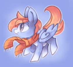 Size: 768x709 | Tagged: safe, artist:askpopcorn, derpibooru import, oc, oc only, oc:north wind, pegasus, pony, clothes, female, mare, scarf, simple background, solo