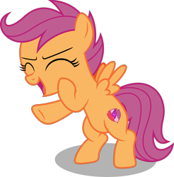 Size: 4919x5000 | Tagged: safe, artist:dashiesparkle, derpibooru import, scootaloo, pegasus, pony, newbie dash, .svg available, absurd resolution, bipedal, cute, cutealoo, eyes closed, female, filly, open mouth, rearing, simple background, solo, transparent background, vector