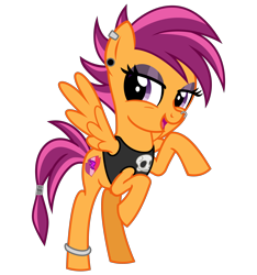 Size: 3000x3200 | Tagged: safe, artist:cheezedoodle96, derpibooru import, scootaloo, pegasus, pony, .svg available, adolescence, alternate hairstyle, anklet, clothes, ear piercing, earring, emo, female, filly, headcanon, jewelry, looking at you, nose piercing, nose ring, older scootaloo, piercing, punk, rearing, simple background, smiling, solo, spread wings, svg, tanktop, teenage scootaloo, teenager, transparent background, vector, wings