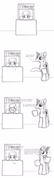 Size: 1126x3648 | Tagged: safe, artist:dsb71013, derpibooru import, oc, oc only, oc:maplejack, oc:snowy skies, comic, magic, monochrome, telekinesis