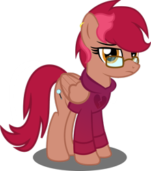 Size: 1280x1449 | Tagged: safe, artist:fletcherthehuntress, derpibooru import, oc, oc:numbed heart, pegasus, pony, clothes, female, glasses, mare, simple background, solo, sweater, transparent background, vector