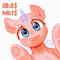 Size: 2300x2300 | Tagged: safe, artist:rizzych, derpibooru import, oc, advertisement, commission, frog (hoof), icon, looking at you, money, paypal, peeking, sketch, solo, underhoof, your character here