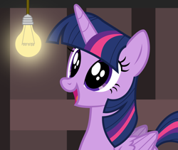 Size: 4500x3804 | Tagged: safe, artist:matthewboyz, derpibooru import, twilight sparkle, twilight sparkle (alicorn), alicorn, pony, absurd resolution, female, folded wings, happy, lightbulb, mare, open mouth, smiling, solo, vector