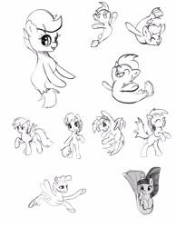 Size: 3000x3865 | Tagged: safe, artist:xbi, derpibooru import, scootaloo, terramar, twilight sparkle, merpony, pony, grayscale, monochrome, sketch, sketch dump, unnamed pony