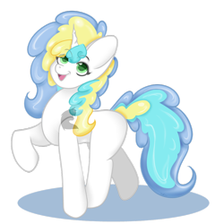 Size: 1024x1024 | Tagged: safe, artist:curledponycreations, oc, oc only, oc:wing ding, pony, unicorn, female, looking up, mare, open mouth, raised hoof, simple background, solo, transparent background