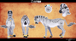 Size: 1831x991 | Tagged: safe, artist:bijutsuyoukai, derpibooru import, oc, oc:xerus, zebra, hoers, male, plot, reference sheet, solo, zebra oc