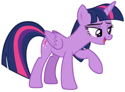 Size: 5512x4040 | Tagged: safe, artist:andoanimalia, derpibooru import, twilight sparkle, twilight sparkle (alicorn), alicorn, pony, horse play, absurd resolution, female, lidded eyes, open mouth, raised hoof, simple background, solo, transparent background, vector