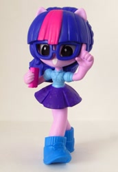 Size: 872x1271 | Tagged: safe, artist:whatthehell!?, derpibooru import, sci-twi, twilight sparkle, better together, equestria girls, book, clothes, doll, equestria girls minis, glasses, irl, looking at you, photo, shoes, skirt, toy, ultra minis