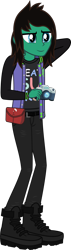 Size: 814x2853 | Tagged: safe, artist:lightningbolt, derpibooru exclusive, derpibooru import, equestria girls, .svg available, arm behind head, belt, boots, camera, clothes, drop dead clothing, equestria girls-ified, holding, jacket, jeans, male, pants, shoes, simple background, solo, svg, tom sykes, transparent background, vector