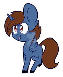 Size: 1024x1253 | Tagged: safe, artist:twily-star, oc, oc only, oc:headlong flight, alicorn, pony, chibi, gift art, male, solo, stallion, tongue out, watermark