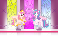 Size: 1024x626 | Tagged: safe, artist:aurora-light-x, derpibooru import, princess flurry heart, oc, oc:crystal wish, alicorn, pony, female, flying, mare, older, watermark