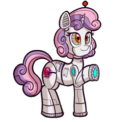 Size: 512x512 | Tagged: safe, artist:anibaruthecat, derpibooru import, sweetie belle, sweetie bot, pony, robot, robot pony, unicorn, cute, cutie mark, diasweetes, explicit source, female, filly, simple background, smiling, solo, the cmc's cutie marks, transparent background