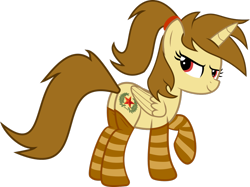 Size: 1280x959 | Tagged: safe, artist:sovfleetfoot, derpibooru import, oc, oc only, oc:katya ironstead, alicorn, alicorn oc, clothes, female, mare, russian, simple background, socks, solo, striped socks, transparent background